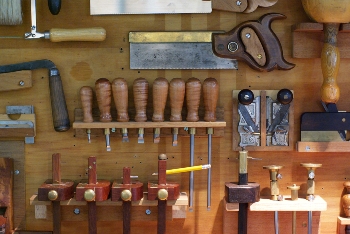 This photo of a woodworker's shop with its collection of woodworking tools was taken by Craig Jewell of Brisbane, Australia.